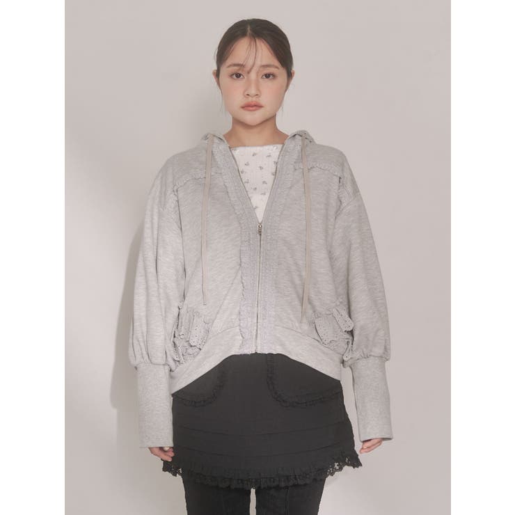 frill lace puff hoodie | merry jenny | 詳細画像7 