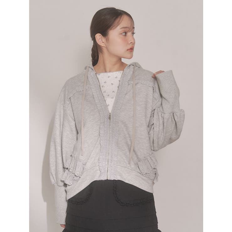 frill lace puff hoodie | merry jenny | 詳細画像8 