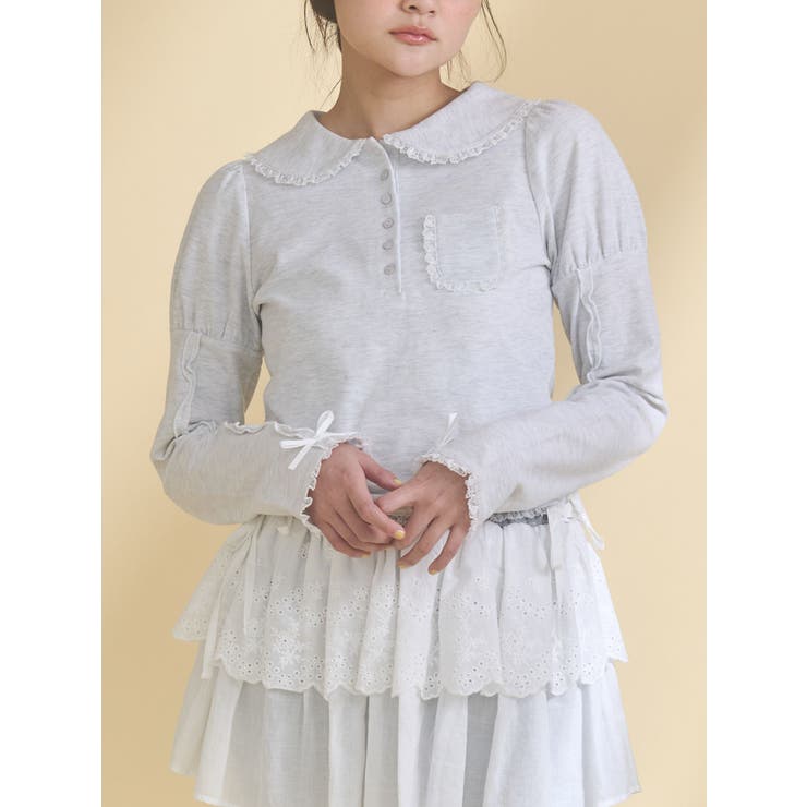 グレー | frilly polo tops | merry jenny