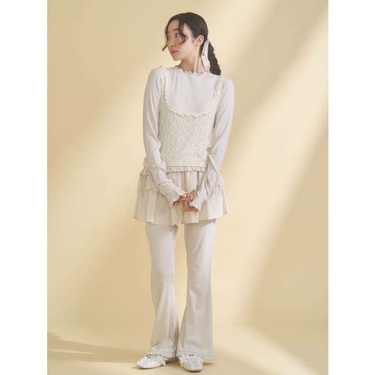 lace layered long tee | merry jenny | 詳細画像10 