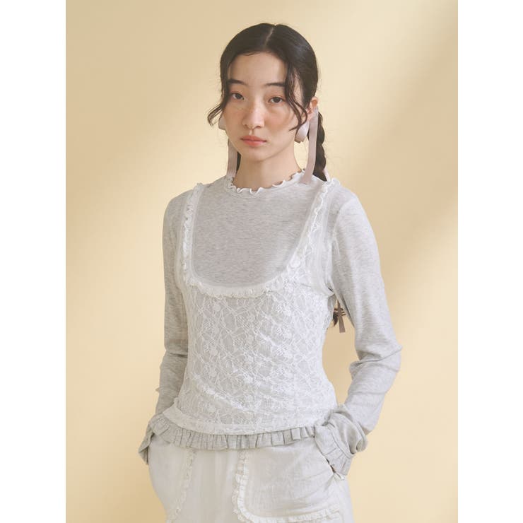 lace layered long tee | merry jenny | 詳細画像12 