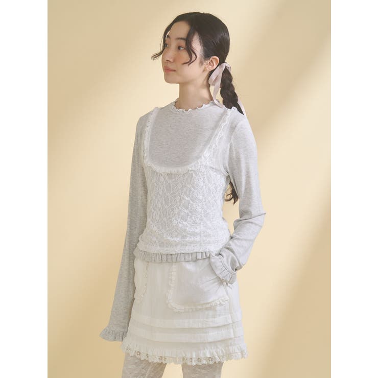 lace layered long tee | merry jenny | 詳細画像13 