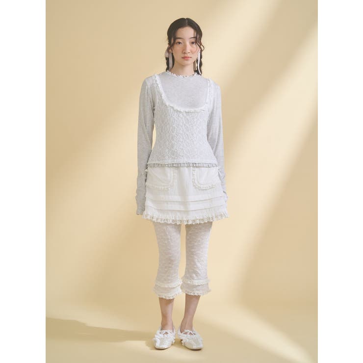 lace layered long tee | merry jenny | 詳細画像16 