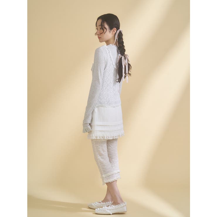 lace layered long tee | merry jenny | 詳細画像17 