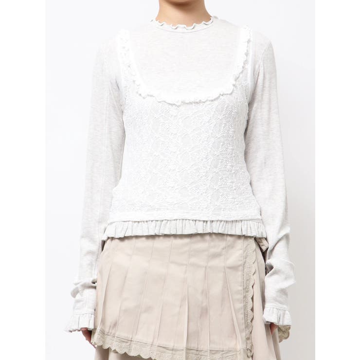 lace layered long tee | merry jenny | 詳細画像18 