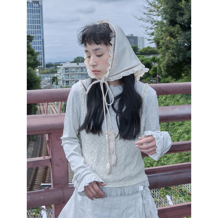 lace layered long tee | merry jenny | 詳細画像2 