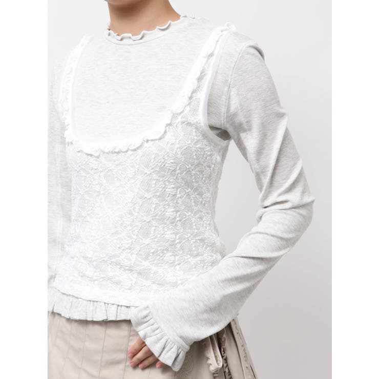 lace layered long tee | merry jenny | 詳細画像22 