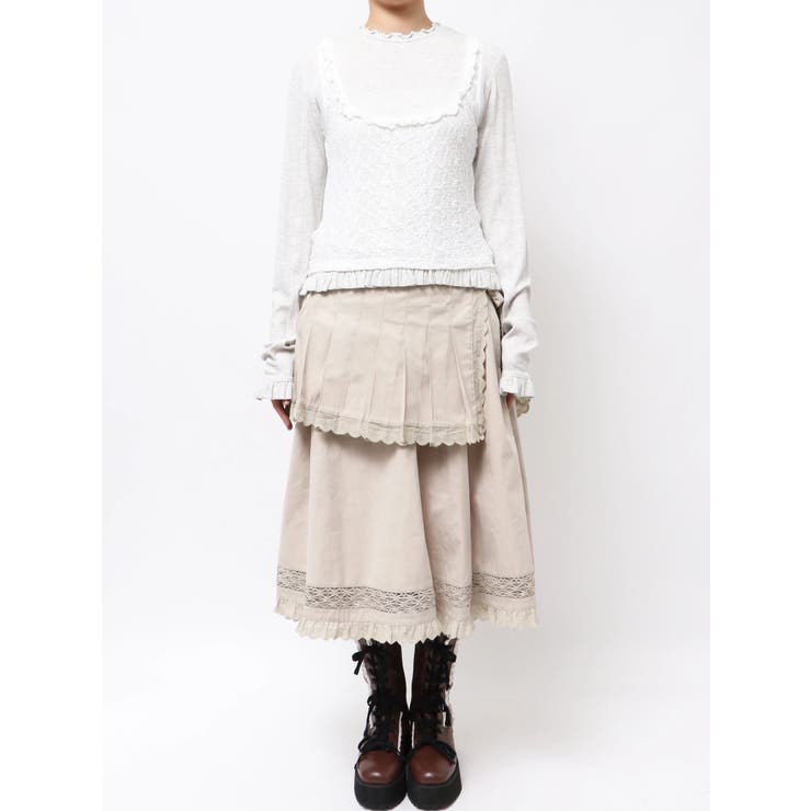 lace layered long tee | merry jenny | 詳細画像25 