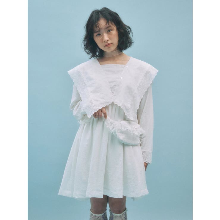 セーラーカラーミニワンピース[品番：MKSW0067876]｜merry jenny