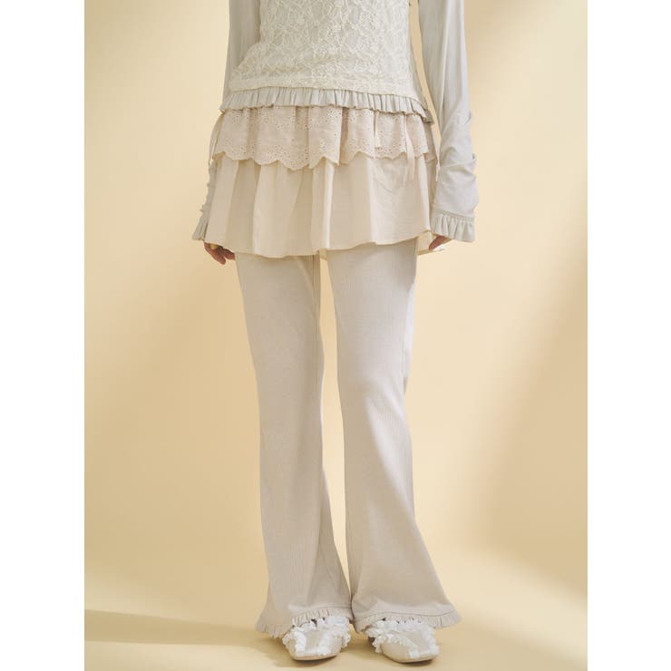 アイボリー | lace skirt flare pants | merry jenny