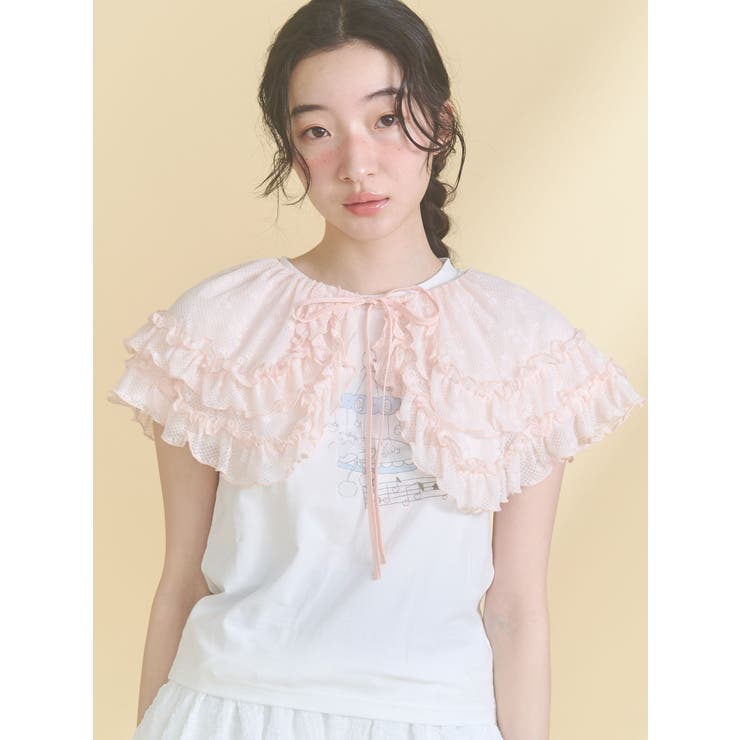 ピンク | sheer frill 2wayつけ襟 | merry jenny