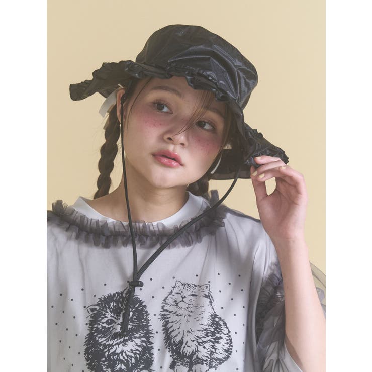 ブラック | frill nylon hat | merry jenny