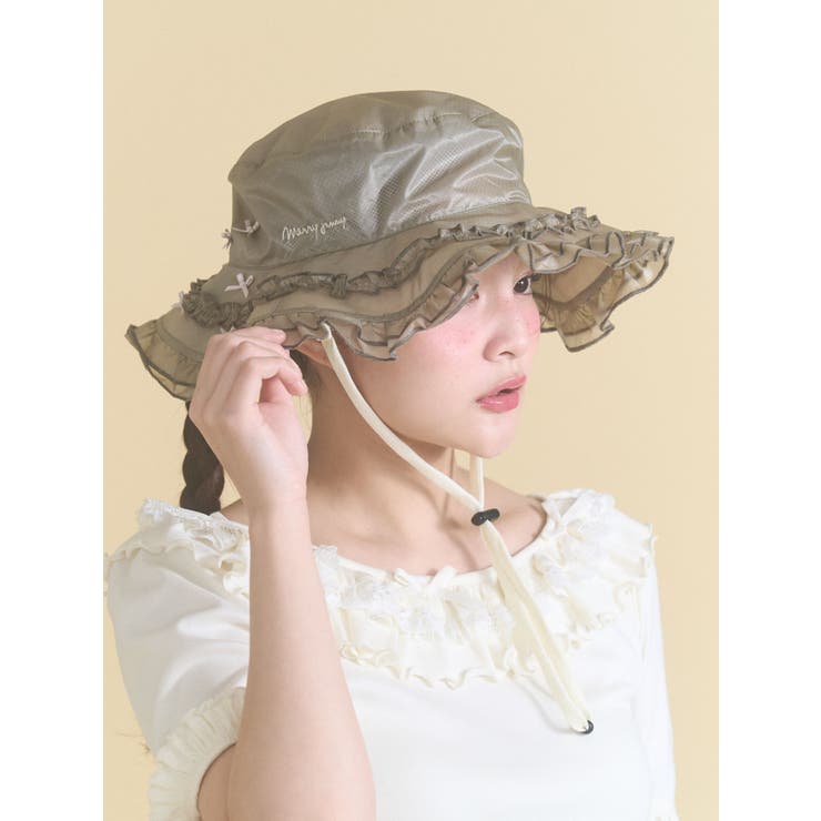 カーキ | frill nylon hat | merry jenny