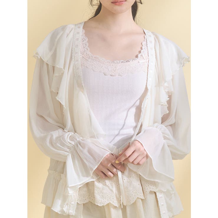 ピンク | lace frame camisole tops | merry jenny