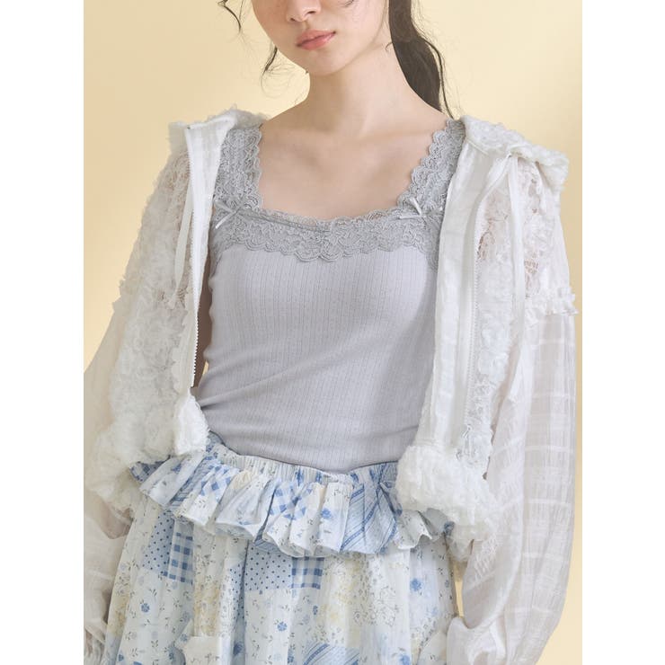 アイスブルー | lace frame camisole tops | merry jenny