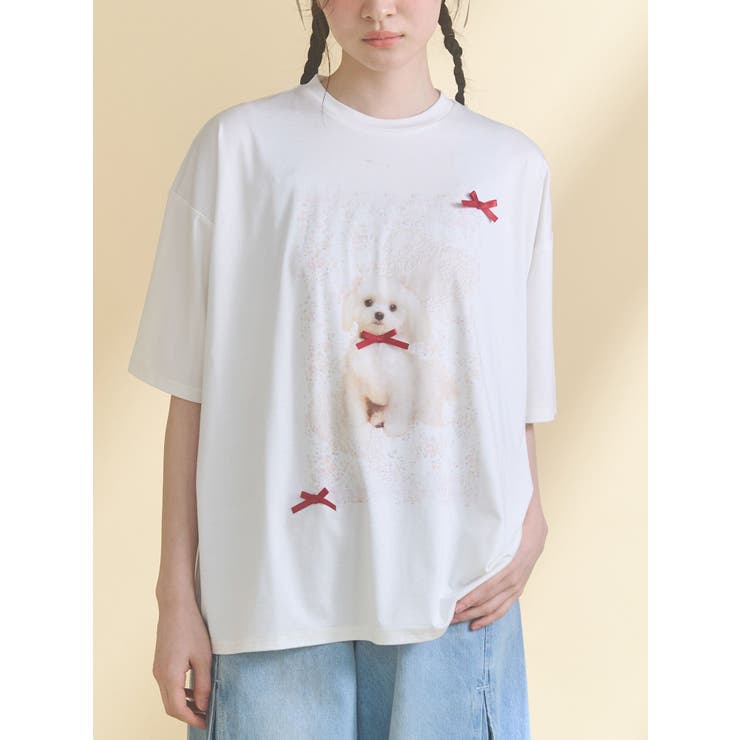ribbon dog collage tee | merry jenny | 詳細画像1 