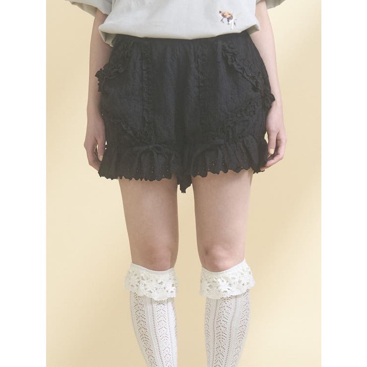 ブラック | レースポケットかぼちゃパンツ | merry jenny
