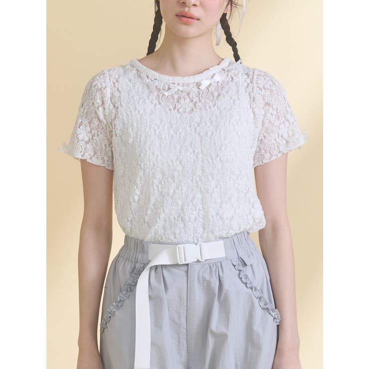ribbon lace tee | merry jenny | 詳細画像1 