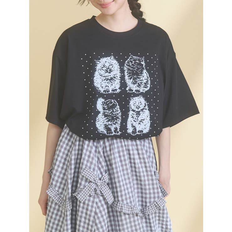 ブラック | pindot cat tee | merry jenny