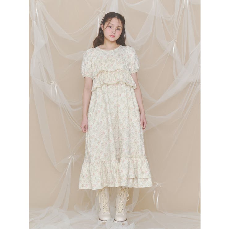 イエロー | jacquard tieredワンピース | merry jenny