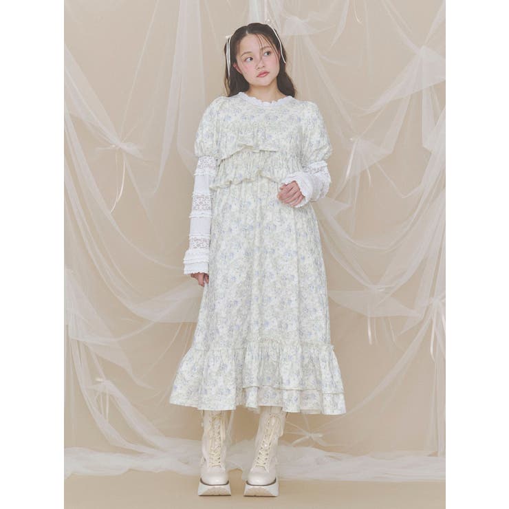 ブルー | jacquard tieredワンピース | merry jenny
