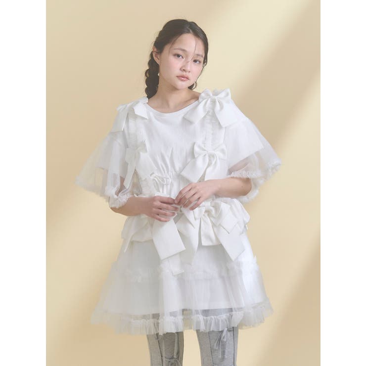 オフホワイト | Tulle ribbon harness | merry jenny