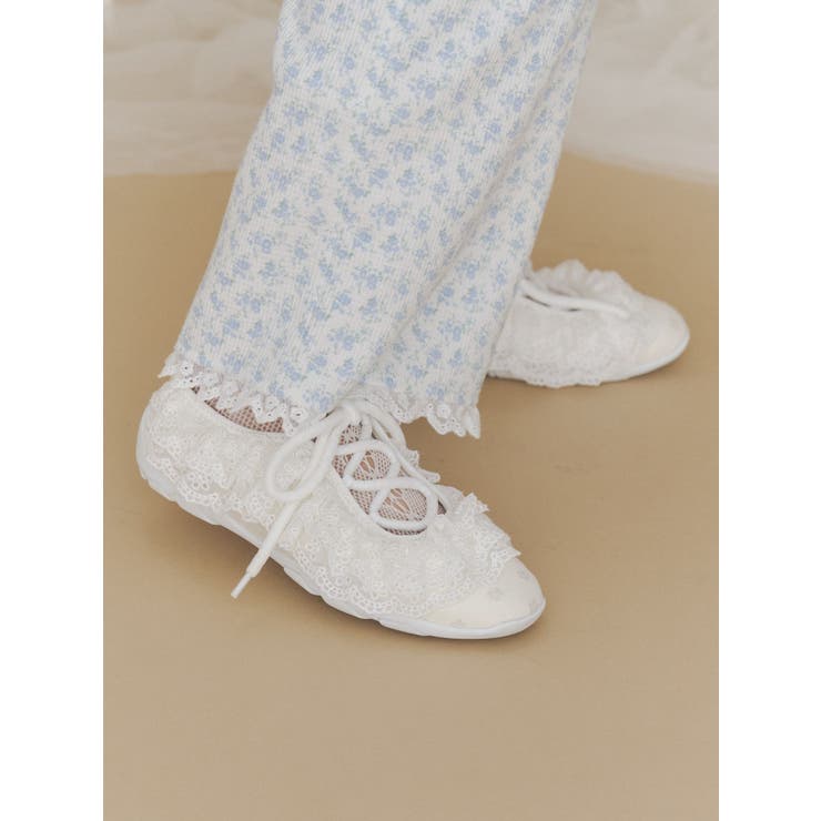 オフホワイト | Frill Ballet Sneakers | merry jenny