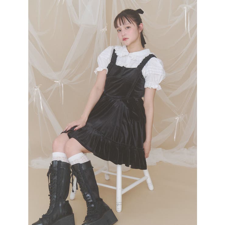 サイドリボンベロアミニキャミワンピース | merry jenny | 詳細画像4 