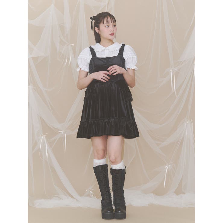 サイドリボンベロアミニキャミワンピース | merry jenny | 詳細画像7 