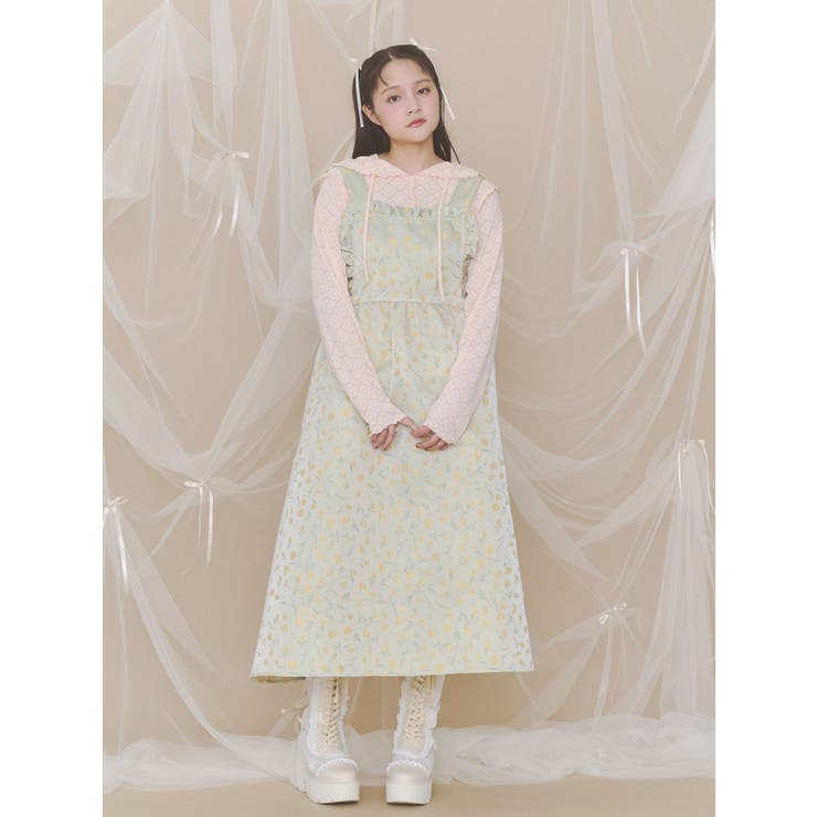イエロー | apron jacquardワンピース | merry jenny