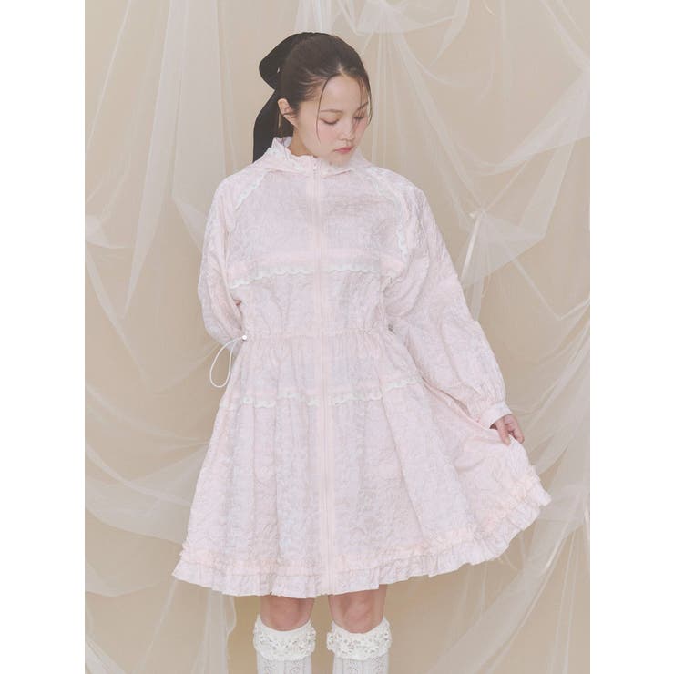 ピンク | ジャガードフードミニワンピース | merry jenny
