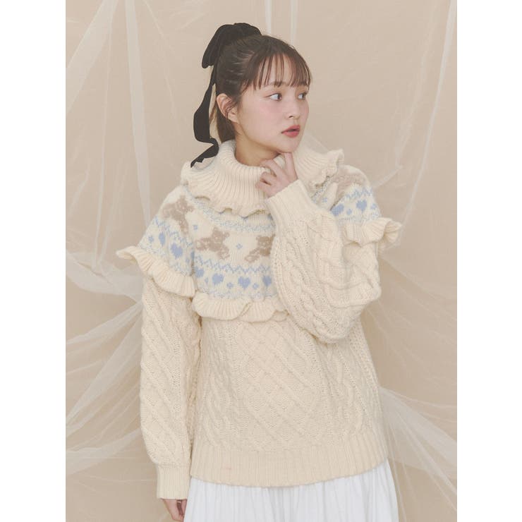 bear yoke knit tops | merry jenny | 詳細画像10 