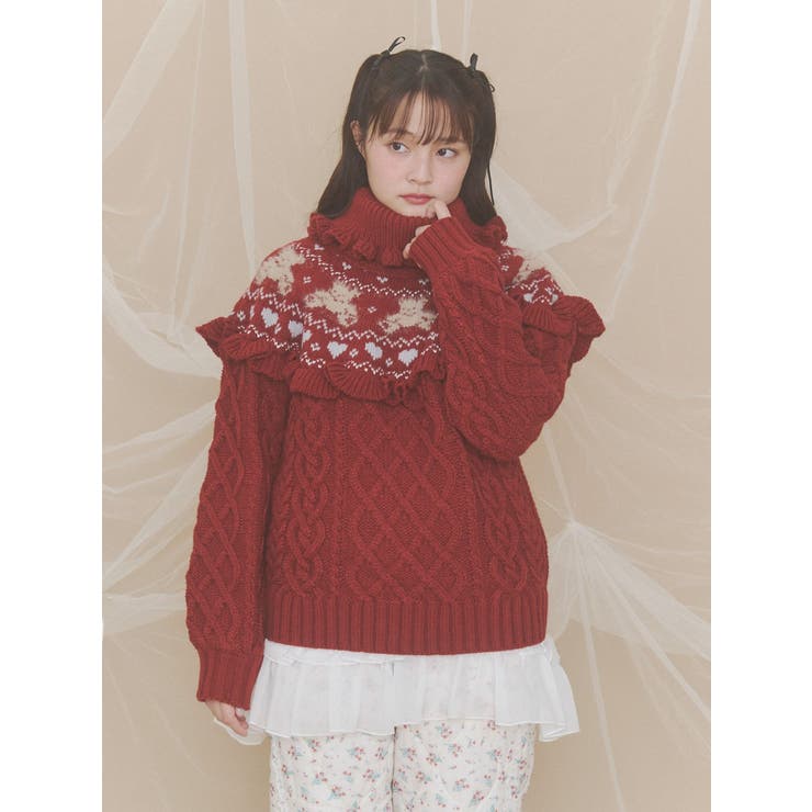 bear yoke knit tops | merry jenny | 詳細画像14 