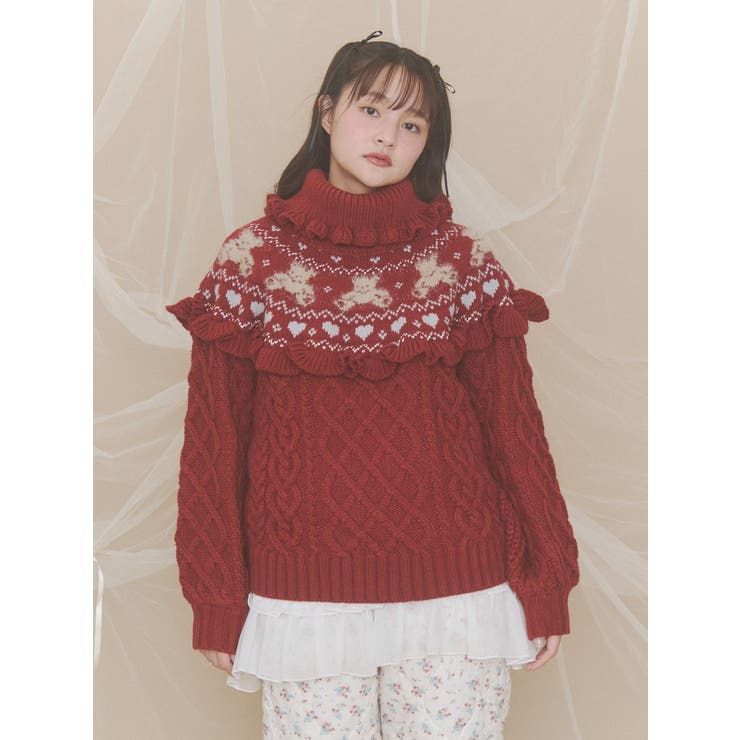 bear yoke knit tops | merry jenny | 詳細画像15 