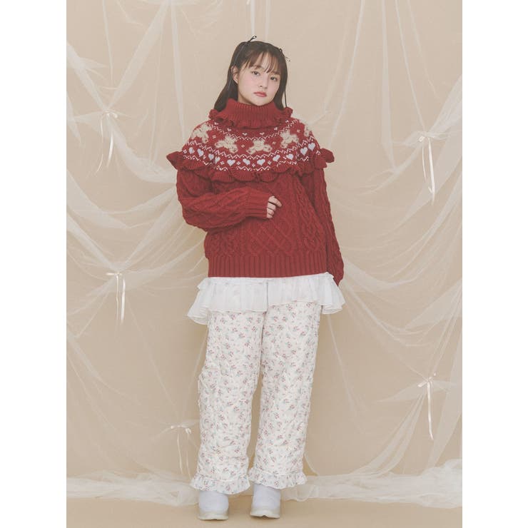 bear yoke knit tops | merry jenny | 詳細画像17 