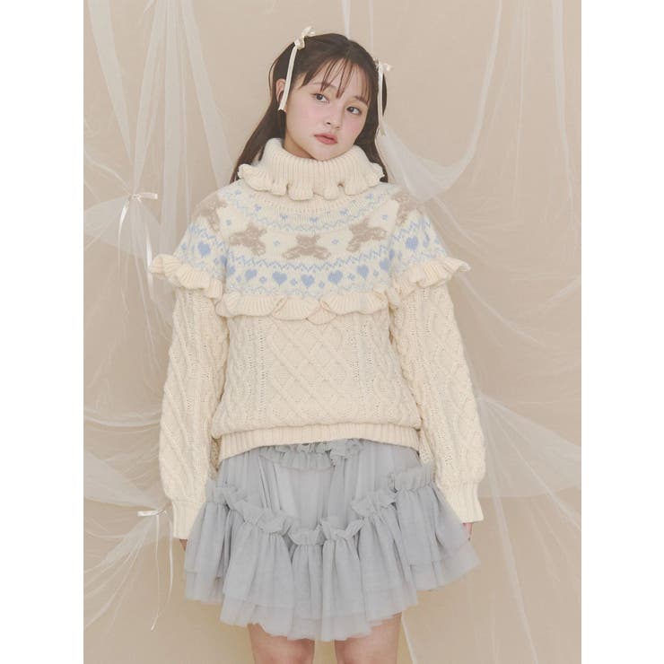 bear yoke knit tops | merry jenny | 詳細画像18 