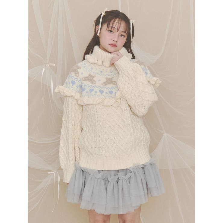 bear yoke knit tops | merry jenny | 詳細画像19 
