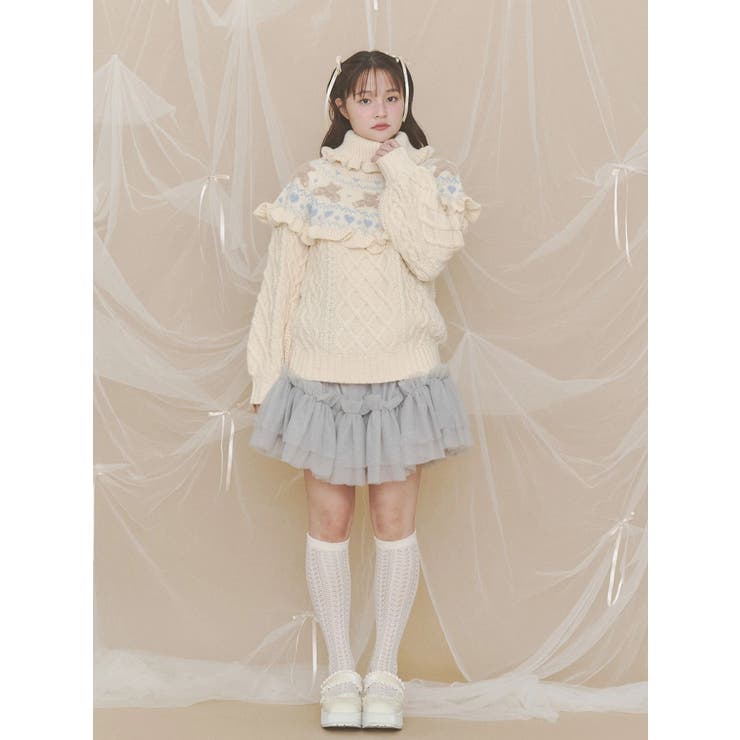bear yoke knit tops | merry jenny | 詳細画像21 