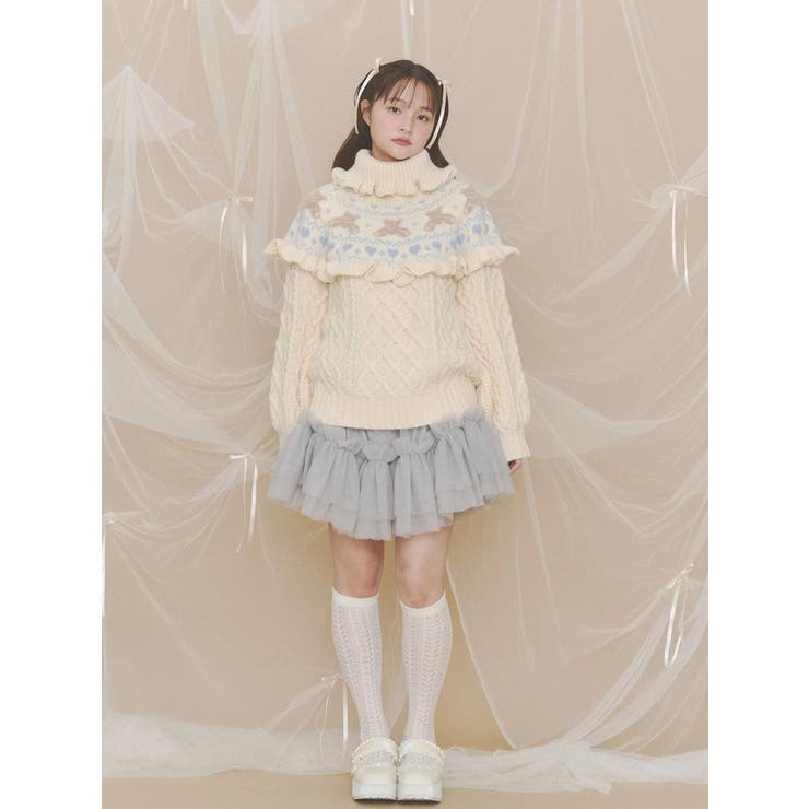 bear yoke knit tops | merry jenny | 詳細画像22 