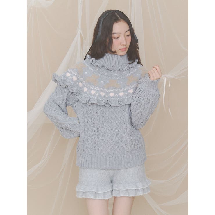 bear yoke knit tops | merry jenny | 詳細画像3 