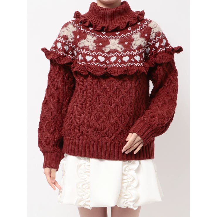 bear yoke knit tops | merry jenny | 詳細画像34 