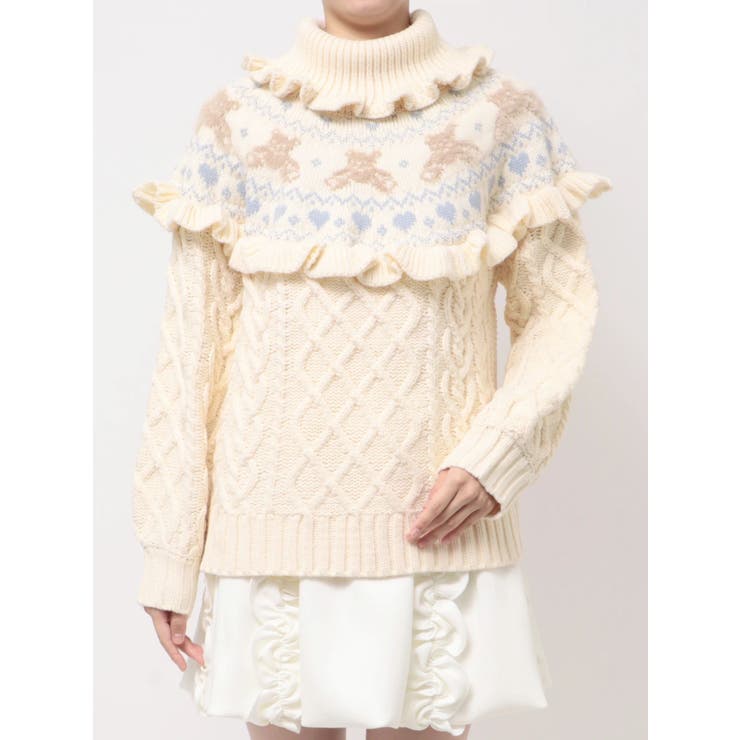bear yoke knit tops | merry jenny | 詳細画像35 