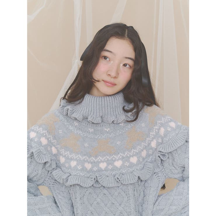 bear yoke knit tops | merry jenny | 詳細画像4 