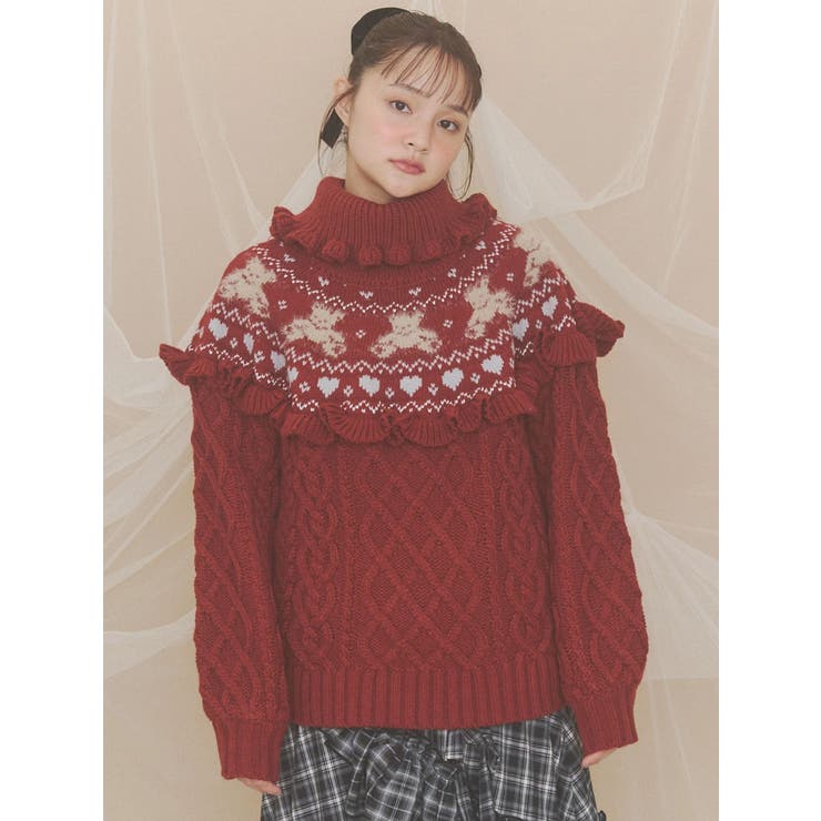 bear yoke knit tops | merry jenny | 詳細画像6 