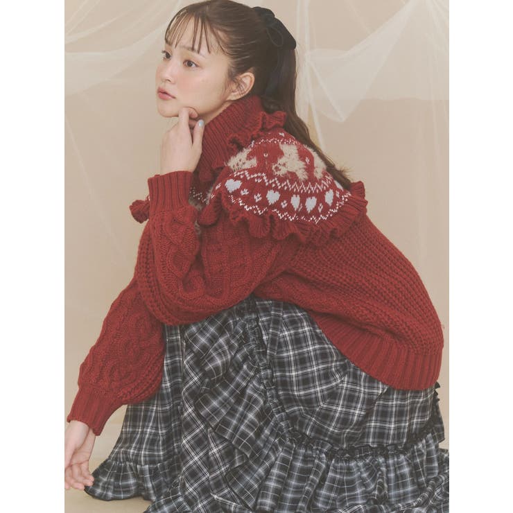 bear yoke knit tops | merry jenny | 詳細画像9 