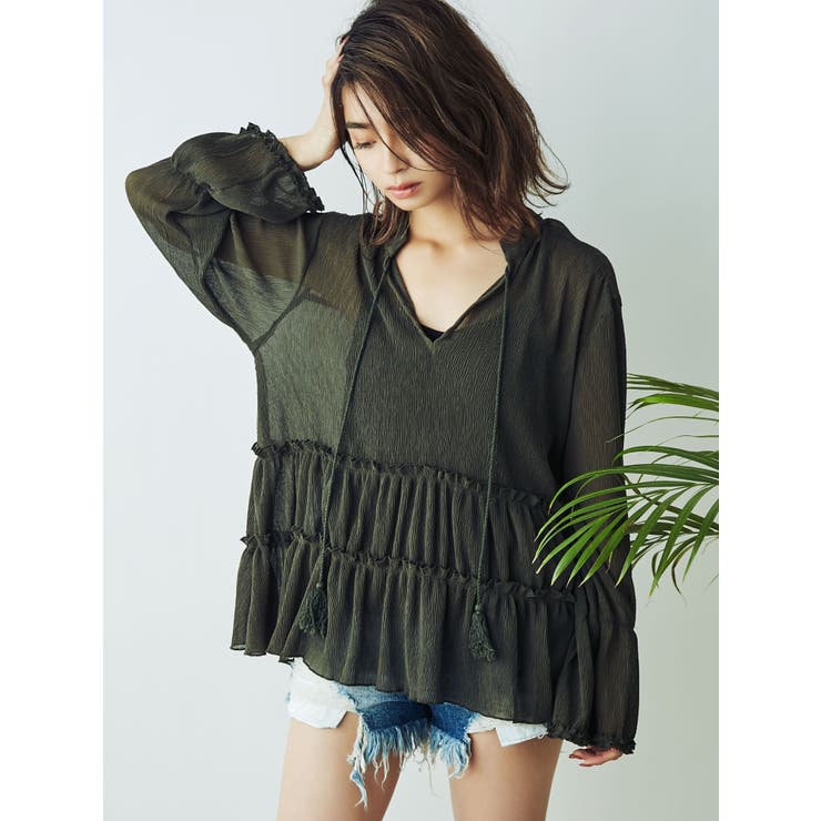 ノーカラーフリルシャツ[品番：MKSW0010724]｜FLOVE（フローヴ）のレディースファッション通販｜SHOPLIST（ショップリスト）
