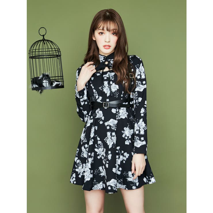 EATME DRAWING FLOWERSデザインワンピース（ピンク） DRAWING FLOWERSデザインワンピース[品番：MKSW0024843]｜EATME