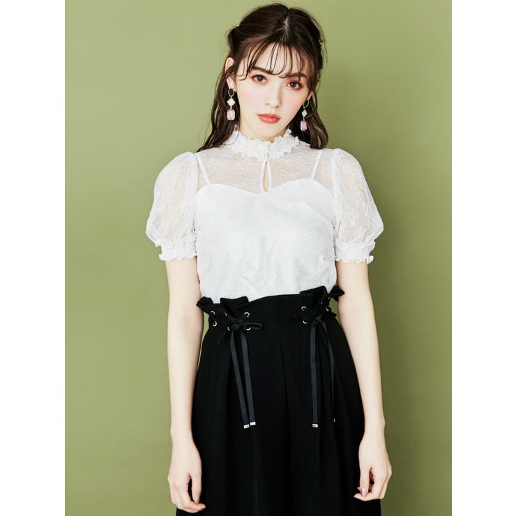 シャーリングネックレースブラウス[品番：MKSW0024912]｜EATME