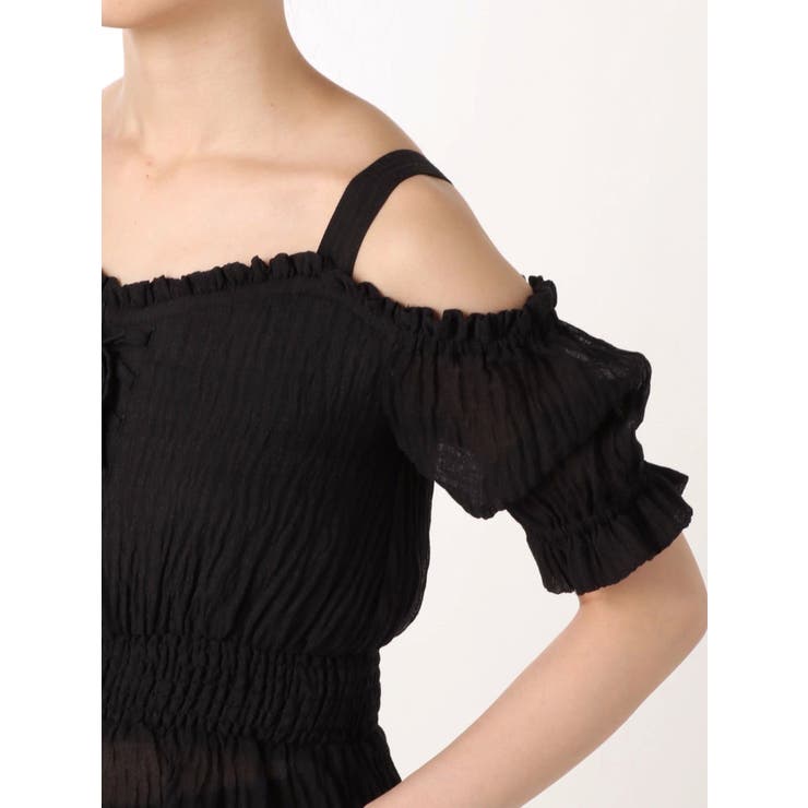 オッズオネスト オフショル フロントオープンブラウス 編み上げ レース