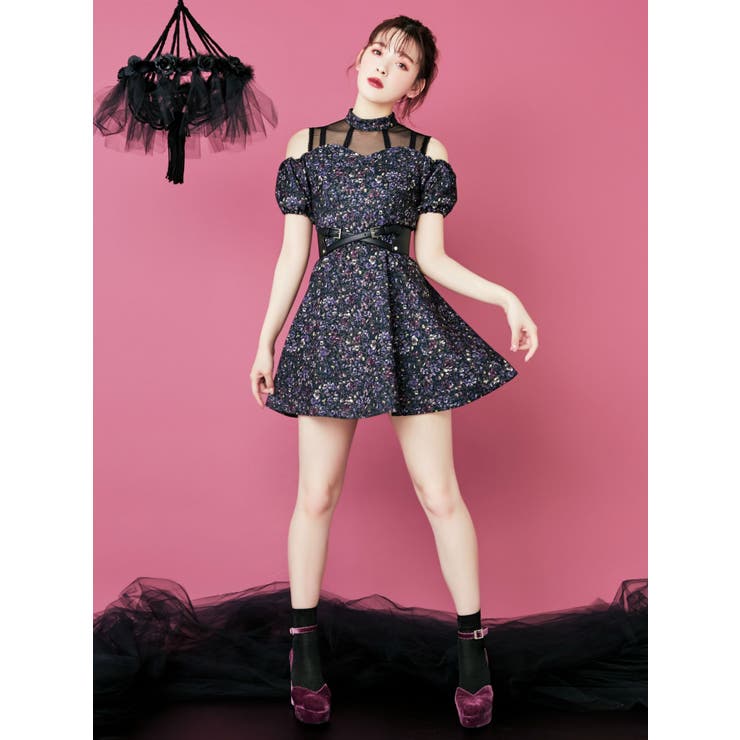 激安/新作 Vintage Flower Printオープンショルダーワンピース[品番 ワンピース